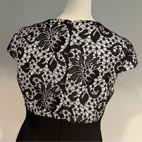 Cap sleeve knee length dress with flattering lace details size 12 - Picture 7 of 14